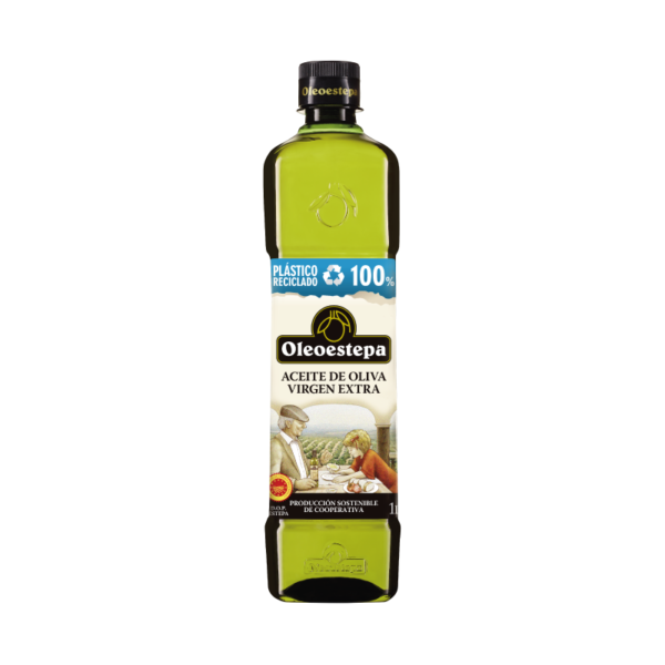 Botella plastico 1 litro aceite de oliva virgen extra oleoestepa marca estepa