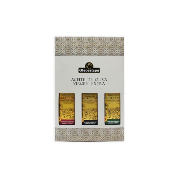 Estuche 3 botellas 500 ml aceite de oliva virgen extra seleccion hojiblanca arbequina