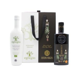 Estuche duo gourmet aceite de oliva virgen extra premium y egregio oleoestepa marca estepa