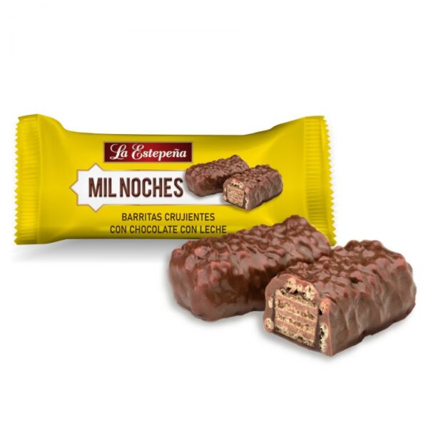 Barrita crujiente chocolate con lecha mil noches la estepeña marca estepa